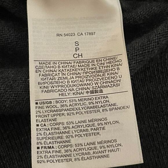 Banana Republic Suede Front Merino Wool Blend Sweater Sz S - Picture 5 of 7